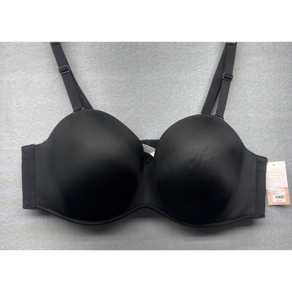Cacique Lane Bryant 44C Black Boost Multi Way Strapless TShirt Underwire Bra NWT
